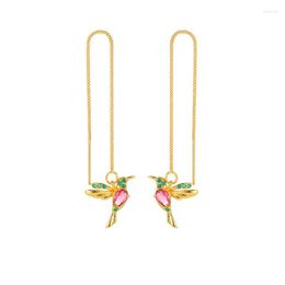 Dangle Earrings Fashion Cute Creative Color Bird Pendants Earwires Beautiful Red Aesthetic Accesories For Girls Zircon Piercing