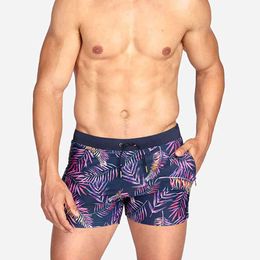 Men's Swimwear Beach Shorts European American Fashion Low Waisted Print Swimwear Men Side Bags Boxer Swimwear Summer Surfing J220913