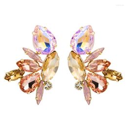 Stud Earrings European Exaggerated Personality Metal Glass Women's Fashion Party Colour Jewellery Accessories