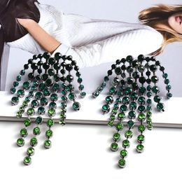 Lange bunte Kristallkette mit Quaste, baumelnde Ohrringe, klassischer Anhänger-Ohrring, Modeschmuck für Frauen