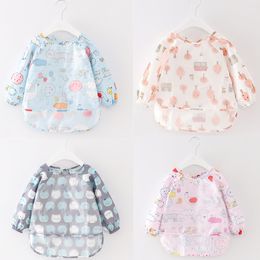 Bibs Burp Cloths Kids Cute Cartoon Waterproof Infant Eating Children Drawing Long Sleeve Apron Self Feeding Bib K220906