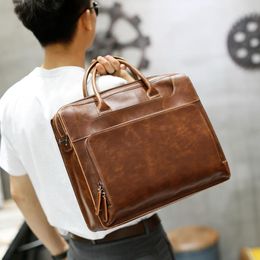 Briefcases Brand Men's Briefcase Handbag Crazy Horse Leather Messenger Travel Bag Business Men Tote Man Casual Crossbody