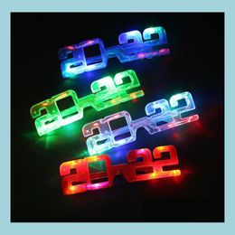 Party Decoration Led Glowing Light Glasses 2022 Eight Lights Year Christmas Selfie Props Bar Club Accessories Sn1832 Drop Delivery 20 Dhrur