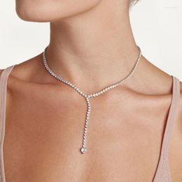 Pendant Necklaces Stonefans Statement Rhinestone Y Shape Lariat Necklace Designer For Women Charm Crystal Choker Collar Body Jewellery