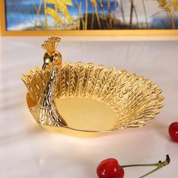 Storage Bottles Home Light Luxury Style Metal Swan Candy Fruit Plate Snack Golden El Club Service Small