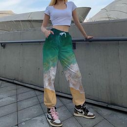 Women's Pants Women's & Capris Angry Goldfish Autumn Tie-dye 3D Print Casual Women Fashion Long Trousers Ladies Green Straight