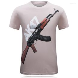 Camisetas masculinas 2022 Men cool Men 3D Imprimir rifles preto Rifles de camiseta Military estilo o-gola o exército de camisa masculina verde grande tamanho 6xl Tees