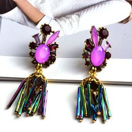 Handmade Long Crystal Dangle Earrings Vintage Colorful Tassel Earring For Women Fashion Jewelry Accessories