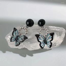 Dangle Earrings Harajuku Sweet Cool Metal Black Butterfly For Women Girlfriend Gifts Fashion Vintage Insect Earring Party Y2K Jewelry