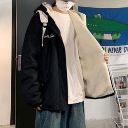 Men's Down Men's & Parkas Padded Coat For Men Women 2022 Autumn Winter Plus Velvet Hong Kong Style Cotton Student Imitation Lamb