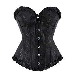 Waist Tummy Shaper Sexy Corsets Bustiers Floral Lace Tops For Women Flower Print Vintage Corset Gothic Satin Lingerie Corselet Overbust Plus Size 220921