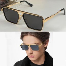 Square EVIDENCE SUNGLASSES Cool Men Vintage Brand Design Metal Sun Glasses Z1585 Women V-shaped bridge pattern engraving on top bar Shades Oculos De Sol Fashion