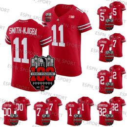 Ohio State Buckeyes Jaxon Smith-njigba Jersey 1922-2022 Elite Football 100th Year Stadium Anniversary Patch Justin Fields Joey Chris