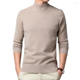 Men's Sweaters Thin Sweater Men's Half Turtleneck Solid Color Pullover Fashion Thickening Warm Middle-aged And Young Long-sleeved Top