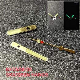 Watch Repair Kits Golden Steel Hands For SKX/SBBN Series Top C3 Green Luminous Fit NH35A/NH36 Movement Modified Needle Parts