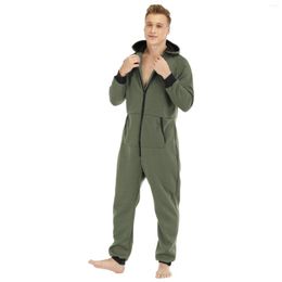 Men's Sleepwear Pants For Men Under 20 Dollars Men's Solid Colour Long Sleeve Zipper V Neck Hoodie Rompers