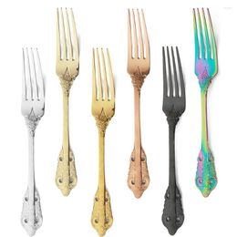 Flatware Sets 304 Stainless Steel Dinner Fork 6-Piece Dinnerware Set Luxury Vintage Western Colourful For El Restaureant