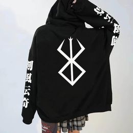 Men's Hoodies Anime Berserk Logo Hoodie Pullovers Tops Print Zipper Long Sleeve Winter