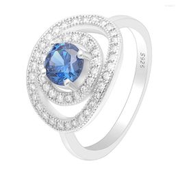 Wedding Rings Hainon Fashion Wide Oval Shape Silver Color Blue Red Mutilcolor Cubic Zirconia Engagement Promise Jewelry For Women