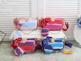 Designer Pink handbags purses Women mini 3pcs crossbody bag vintag shoulder bags Genuine Leather letter flower multi Colour straps wallets pocket shopping bags