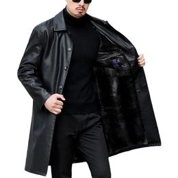 Men's Jackets Trench Coats Men Leather Casaco Masculino X-Long Fashion Outerwear Jaqueta Masculina 220920