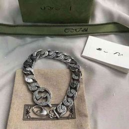 Charm Bracelets new 925 Silver Bracelet details thick chain pattern Cuban hook clasp bracelet for lovers exclusive Design jewel Exclusive sale2H9S