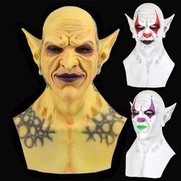 Party Masks Horror Demon Joker Mask Cosplay Scary Devil Clown Yellow Green Latex Helmet Halloween Costume Props 220920