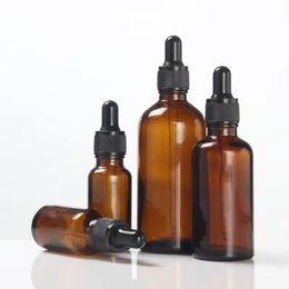 wholesale 5ml 10ml 15ml 20ml 30ml 50ML 100ML Brown glass dropper bottle for aromatherapy essential oil essence dispensing