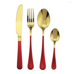 Flatware Sets 16Pcs/24Pcs Red Gold Dinnerware Set Knife Spoon Fork Dinner 304 Stainless Steel Tableware Mirro Kitchenr Cutlery Silverware