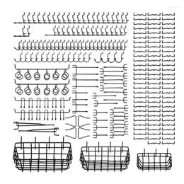 Hooks 211 Pcs Pegboard Assortment With 3 Baskets Organizing Tools Garage Storage System For Kitchen Craft Room Black