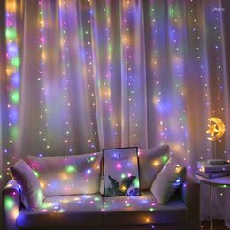 Strings Navidad Bedroom Decor RGB 16 Color-changing Curtain Fairy Light Remote Control Christmas Holiday Decoration For Home Garland