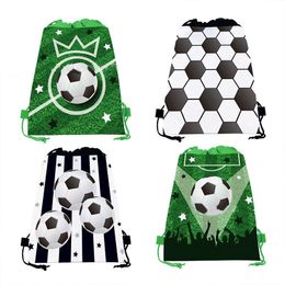 Football Theme Parti Gift Bags Football Sports World Cup Party Giveaway Bags Drawstring Pockets Happy Boys Soccer Birthday Decor RRB15626