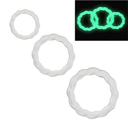 Beauty Items Luminous Penis Ring 3PCS Silicone Delay Ejaculation sexyy Erection Long Lasting Testicle Ball Stretcher Adults Toys