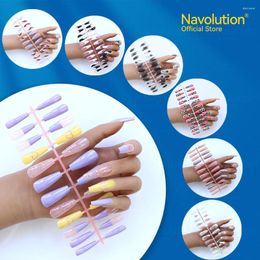 wine colour Australia - False Nails 24Pcs Long Coffin Red Wine Colour Artificial Ballerina Fake With Glue Full Cover Nail Tips Press On