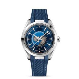 Top Quality Mens Watch automatic mechanical Blue Rubber World Map Dial Waterproof male Wristwatches 0921