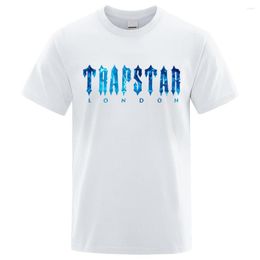 Men's T Shirts Trapstar Londons Undersea Blue Printed T-Shirt Men Summer Breathable Casual Short Sleeve Street Oversized Cotton Brand