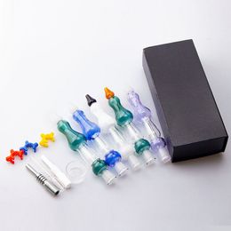 Premium Nector Collector Kit Multicolors Hookah With 14mm Joint Quartz Nail Ceramic Titanium Nails Plastic Keck Clip Dab Rigs Box Packaging Hookahs