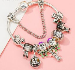 2022 New Charm pan Bracelet Silver Plated Princess Mermaid European Charm Beads Queen Crown Elephant Beads Bangle Fits Charm Bracelets Necklace