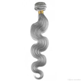 silver grey hair weave Canada - silver grey hair extensions 100g piece human hair weave brazilian body wave gray blonde brown vierge hair extension260q