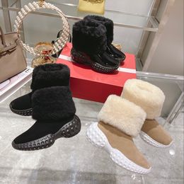 Kar botları sıradan ayakkabılar kız koyun derisi ayakkabı yarım ayak bileği bot deri laureate düz yumuşak kış sıcak kahverengi siyah peluş kürk 2022 tasarımcı kadın