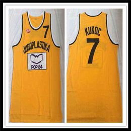 Wskt College Wears Men's Jugoplastika Split The movie 7 Toni Kukoc Jersey Basketball Cheap Stitched Yellow Mix Order Size S-XXL