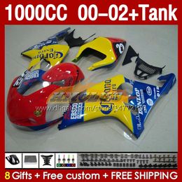 OEM Fairings &Tank For SUZUKI K2 GSXR-1000 GSXR 1000 CC GSXR1000 race yellow 00 01 02 Body 155No.56 GSX R1000 GSX-R1000 2001 2002 2002 1000CC 00-02 Injection mold Fairing