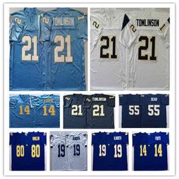 Wskt NCAA Men Retired Football 21 LaDainian Tomlinson 14 Dan Fouts 19 Lance Alworth 55 Junior Seau 80 Kellen Winslow Sticthed Retro Jersey