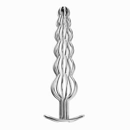 Stainless Steel Anal Toys Hollow 6 Beads Female Masturbator Anus Dilator For Gay Ass Plug Butt plug Prostate Massage Metal Vaginal Stimulate