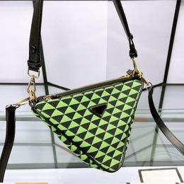 Triangle Bag Cross body Handbags Zipper Wallet Leather Shoulder Bags Women Messenger Handbag Two piece Set Cotton Fabric Fashion Letter