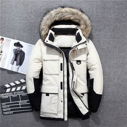 Men's Down Parkas -40 degree cold resistant Russia winter jacket men top quality genuine fur collar thick warm white duck down men's coat 220922