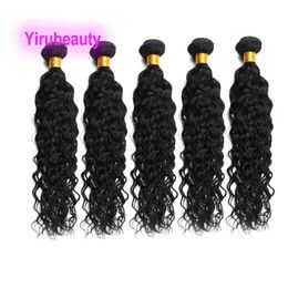 16 inch peruvian hair UK - Brazilian 5 Bundles Water Wave Curly Yirurbeauty 100% Human Hair Extensions Peruvivan Indidan Natural Color 10-30inch