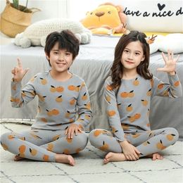 Pajamas For Children Autumn Winter Baby Girls Clothes Pajama Set Teenager Boys Casual Sleepwear Kids Thermal Underwear 2 to 14 Y 220922