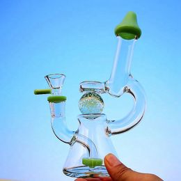 Glow in Dark Ball Hookahs Slitted Donut Perc Glass Bongs Showerhead Perc Water Pipes 14mm Female Joint With Bowl Oil Dab Rigs