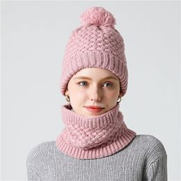 Scarves Wraps Hats Scarves Gloves Sets Winter Scarf Unisex Solid Knitted Set Neck Ring Hat Snood Beanie Fur Cap Men Cashmere Warm Wool Collar Scarfs Kid